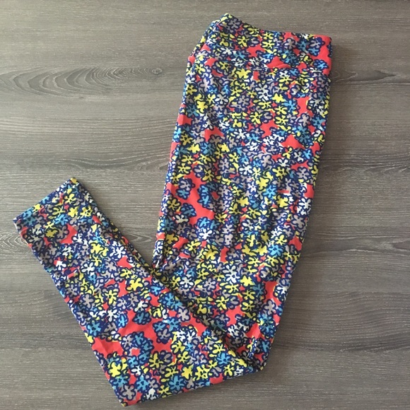 Funky Floral Lularoe Leggings TC - Picture 1 of 5